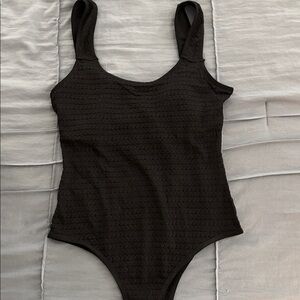 Black Textured Swimsuit